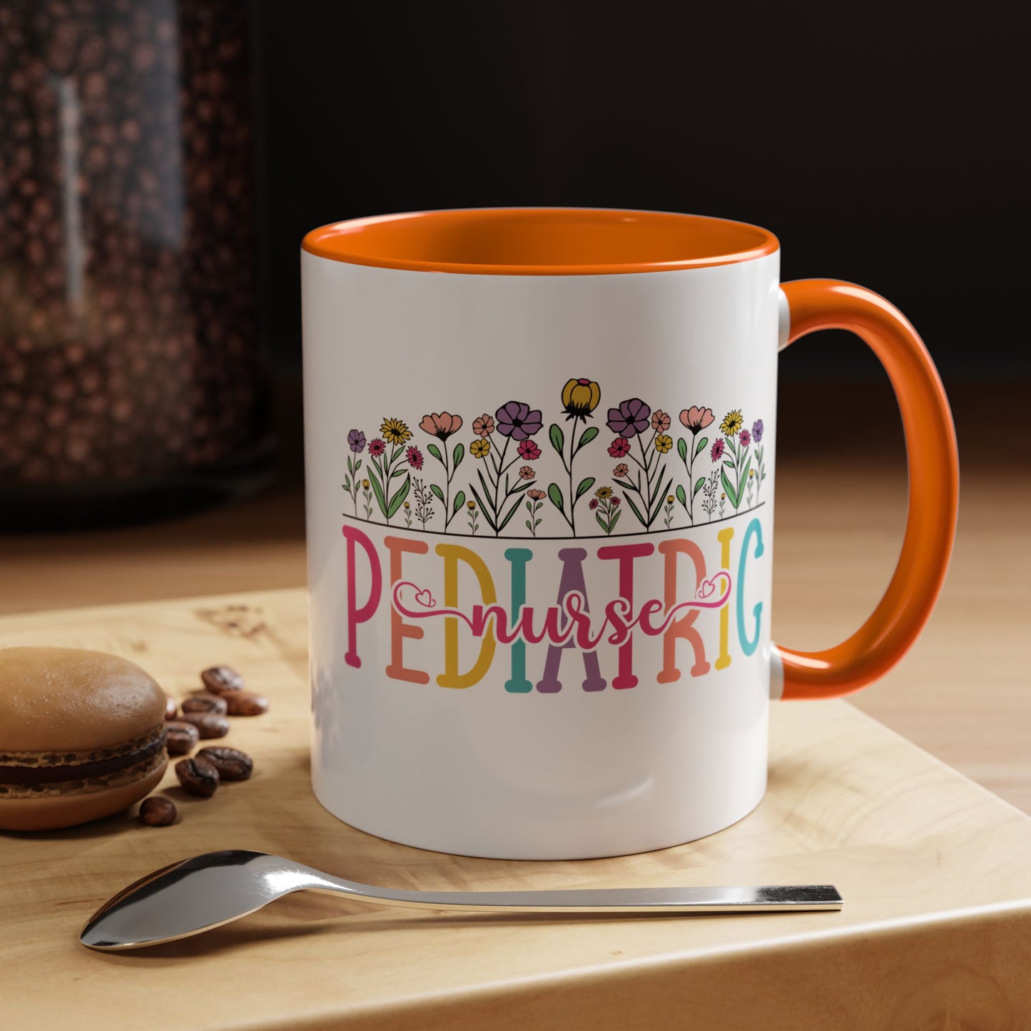 Pediatric Nurse Accent Coffee Mug - Floral Design, Gift for Nurses, Coffee Lovers, Medical Professionals, Cute Coffee Cup