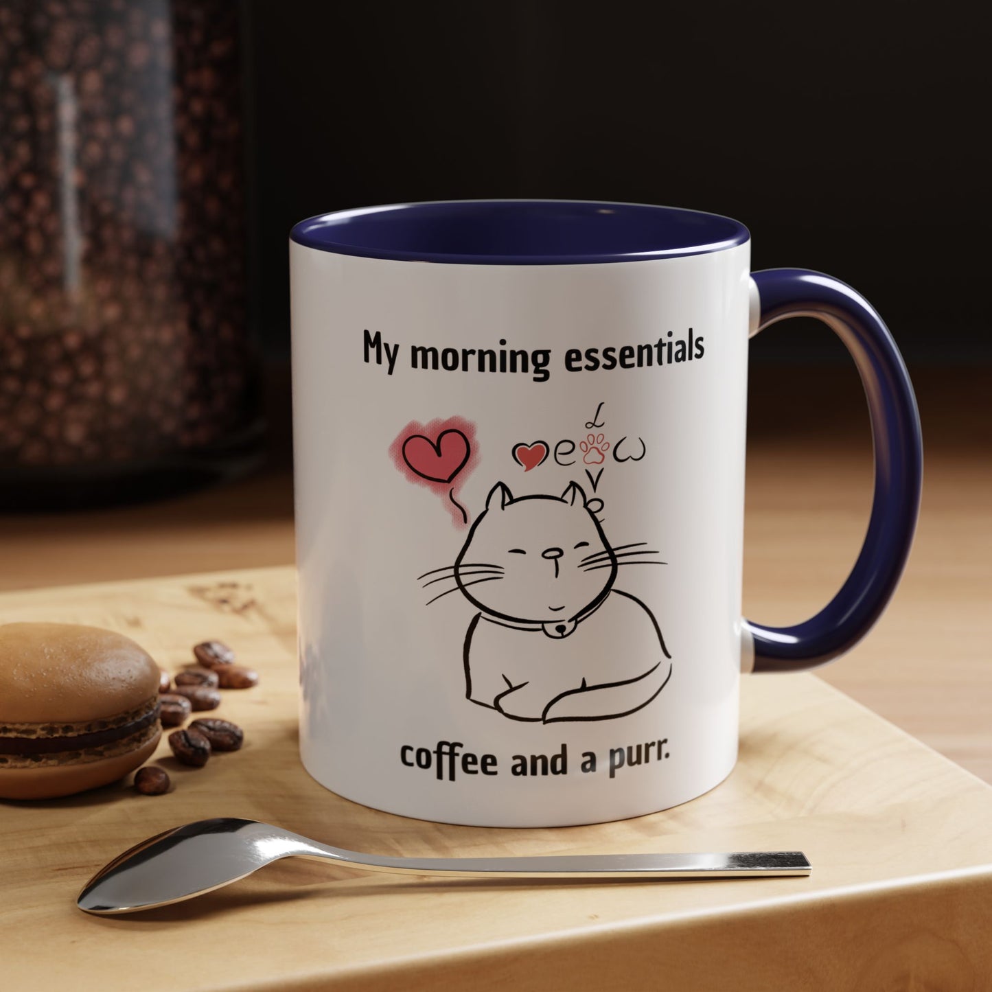 Cute Cat Lover Coffee Mug - My Morning Essentials - Gift for Cat Owners, Animal Lovers, Cozy Mornings, Mother's Day, Birthdays