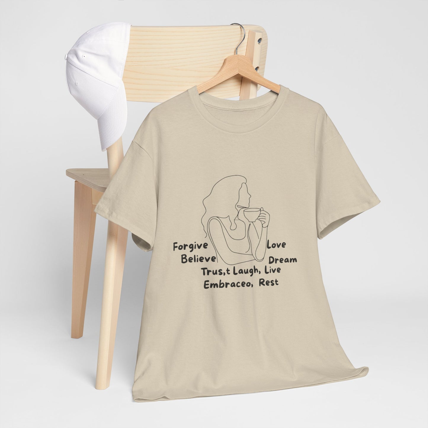 Inspirational Quote Tee - Forgive, Believe, Love, Dream - Unisex Cotton T-Shirt for Motivational Gifts, Self-Care, Mindfulness, Casual Wear