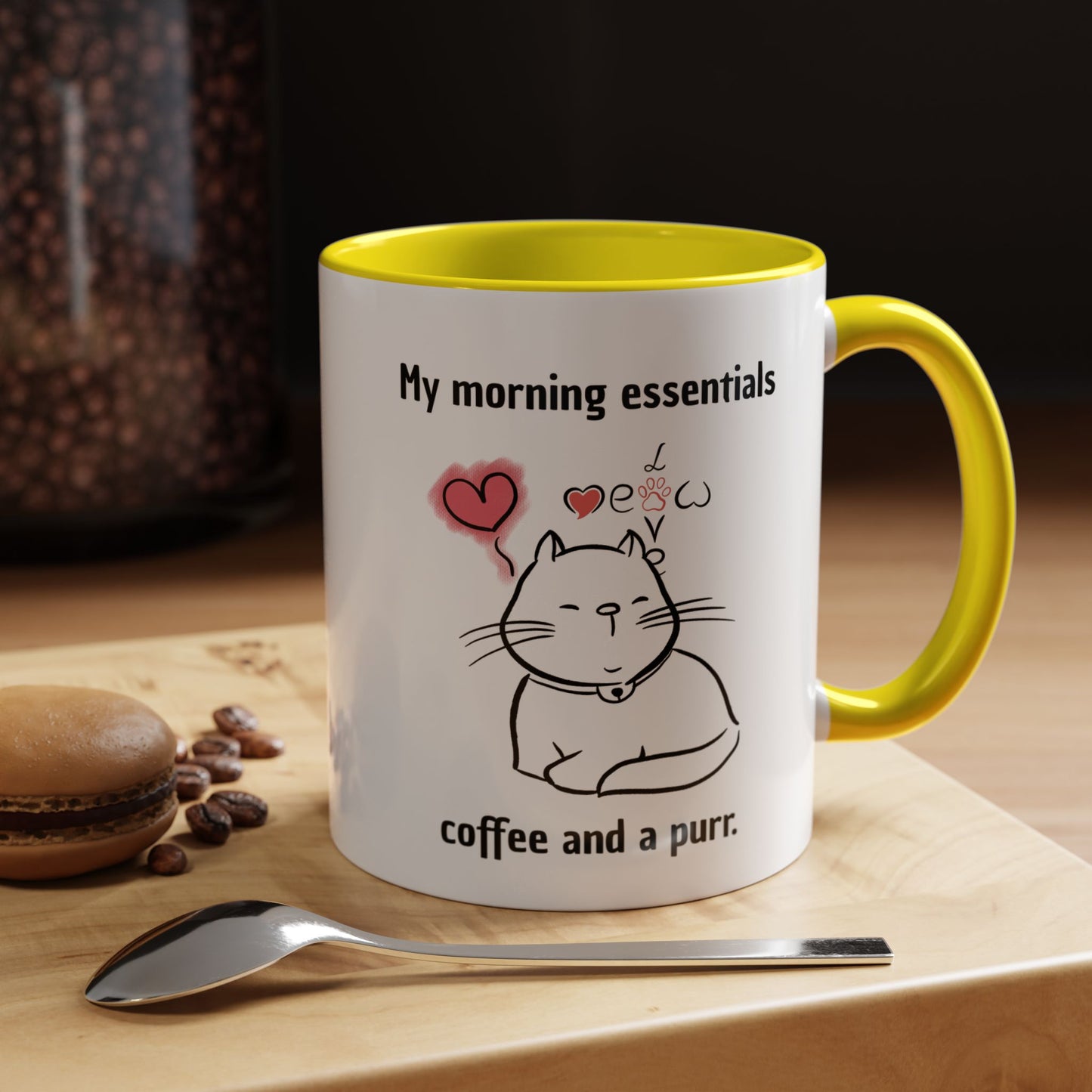 Cute Cat Lover Coffee Mug - My Morning Essentials - Gift for Cat Owners, Animal Lovers, Cozy Mornings, Mother's Day, Birthdays