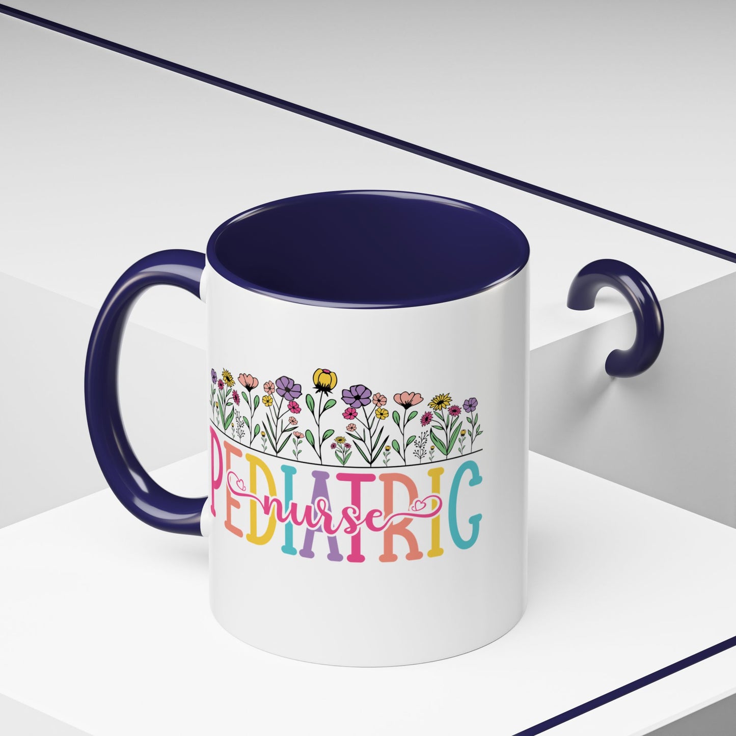 Pediatric Nurse Accent Coffee Mug - Floral Design, Gift for Nurses, Coffee Lovers, Medical Professionals, Cute Coffee Cup