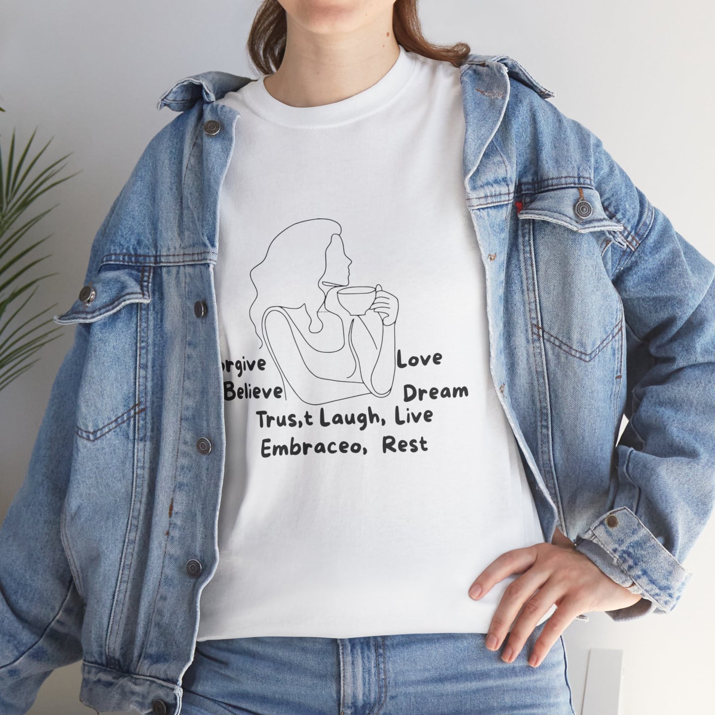 Inspirational Quote Tee - Forgive, Believe, Love, Dream - Unisex Cotton T-Shirt for Motivational Gifts, Self-Care, Mindfulness, Casual Wear