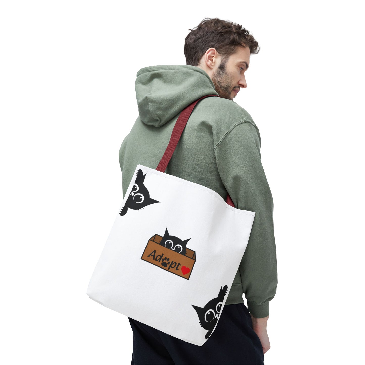 Adopt a Cat Tote Bag | Black Cat Lover Gift, Eco-Friendly Bag, Pet Adoption Awareness, Funny Cat Tote, Animal Rescue Decor