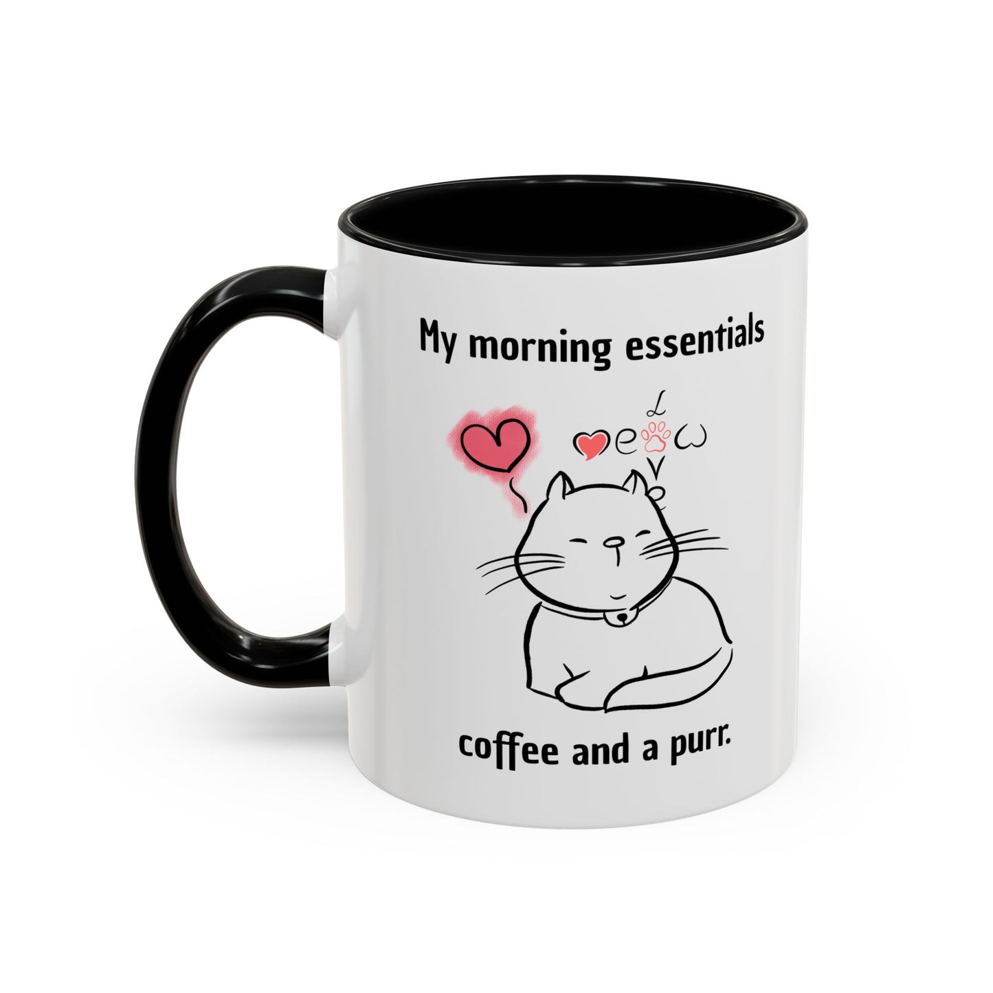 Cute Cat Lover Coffee Mug - My Morning Essentials - Gift for Cat Owners, Animal Lovers, Cozy Mornings, Mother's Day, Birthdays