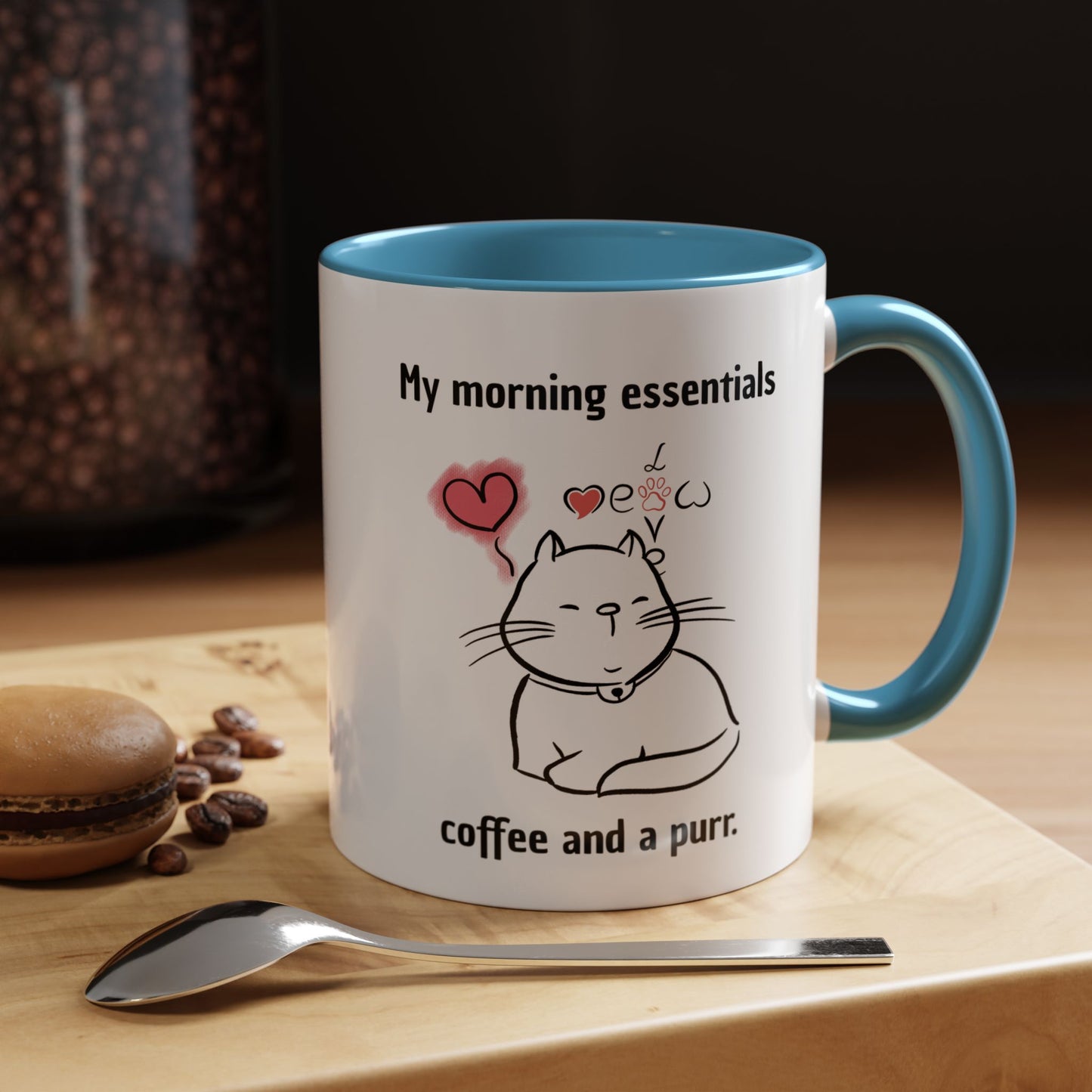 Cute Cat Lover Coffee Mug - My Morning Essentials - Gift for Cat Owners, Animal Lovers, Cozy Mornings, Mother's Day, Birthdays