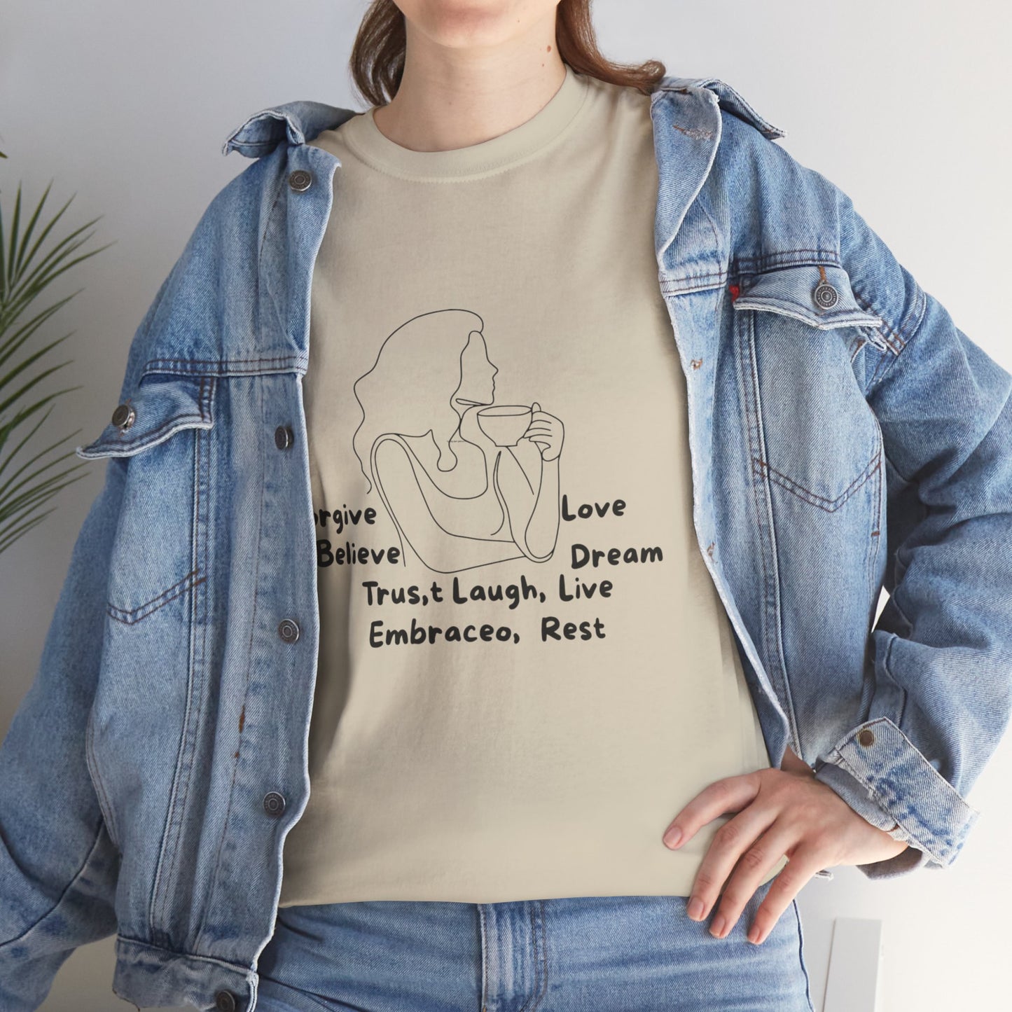 Inspirational Quote Tee - Forgive, Believe, Love, Dream - Unisex Cotton T-Shirt for Motivational Gifts, Self-Care, Mindfulness, Casual Wear