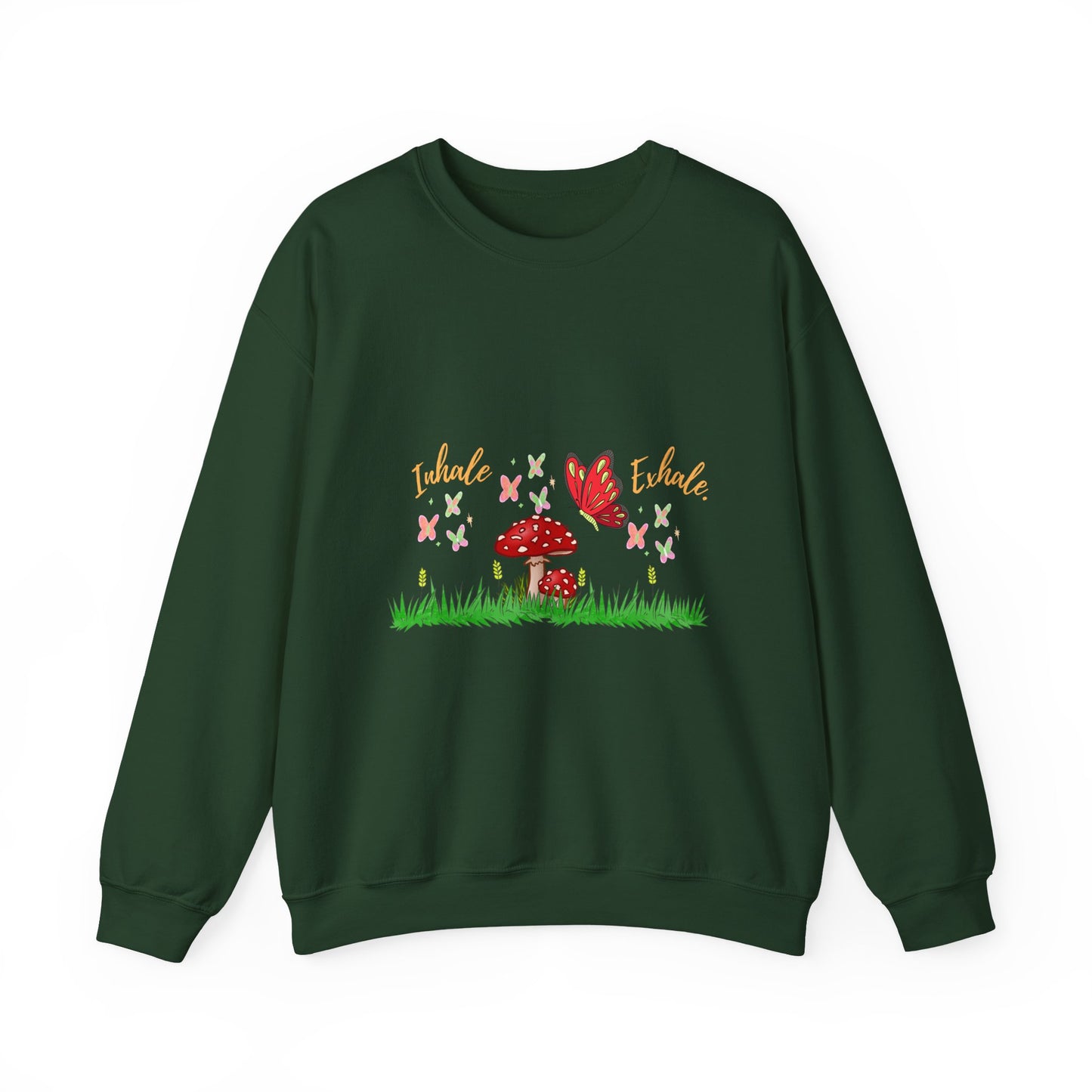 Whimsical Butterfly and Mushroom Crewneck Sweatshirt, Cozy Unisex Sweatshirt, Gift for Nature Lovers, Cute Fall Fashion