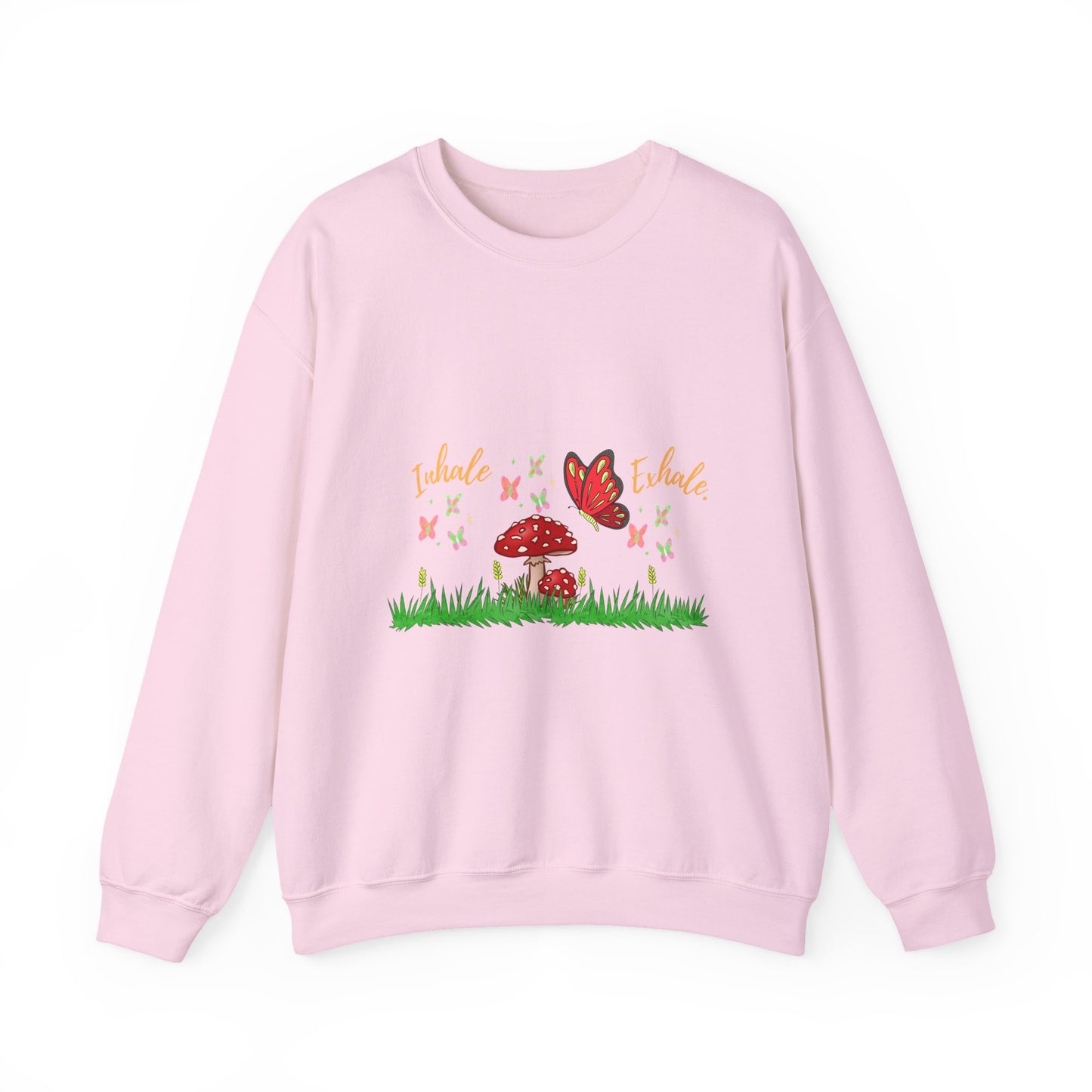 Whimsical Butterfly and Mushroom Crewneck Sweatshirt, Cozy Unisex Sweatshirt, Gift for Nature Lovers, Cute Fall Fashion
