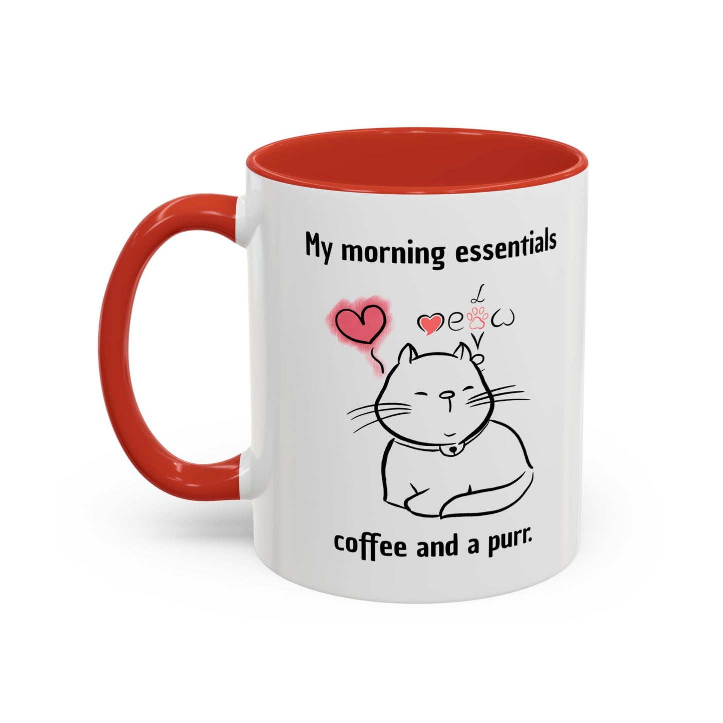 Cute Cat Lover Coffee Mug - My Morning Essentials - Gift for Cat Owners, Animal Lovers, Cozy Mornings, Mother's Day, Birthdays