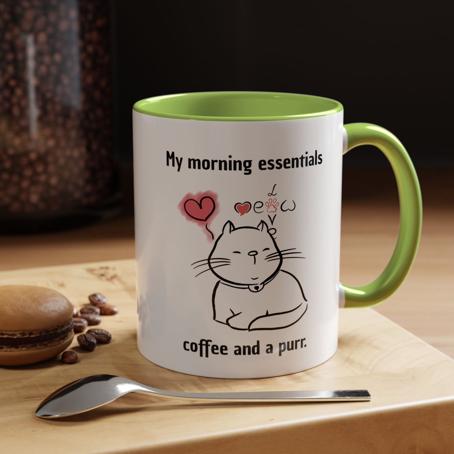 Cute Cat Lover Coffee Mug - My Morning Essentials - Gift for Cat Owners, Animal Lovers, Cozy Mornings, Mother's Day, Birthdays