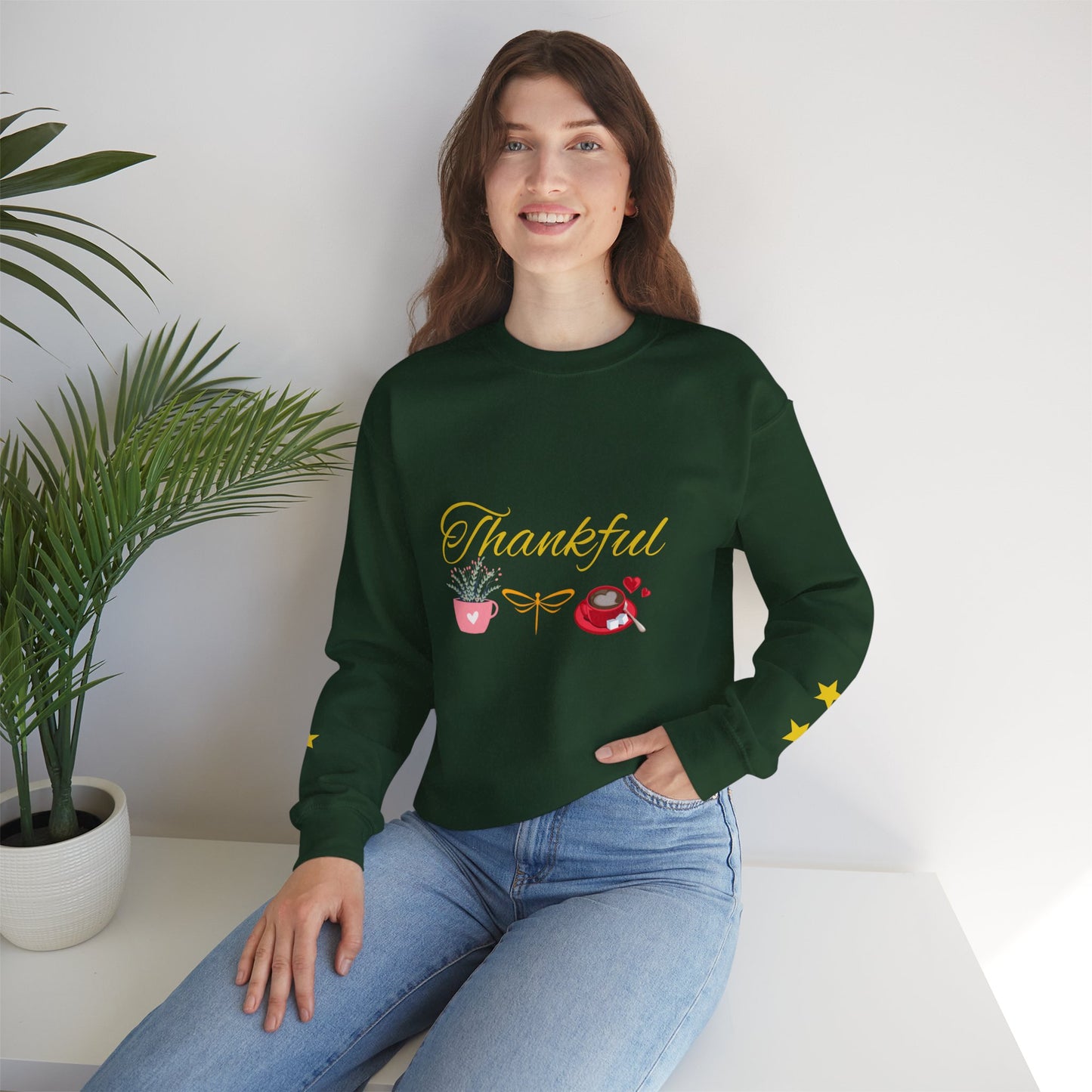Thankful Crewneck Sweatshirt, Cozy Sweatshirt, Fall Fashion, Thanksgiving Gift, Unisex Crewneck, Everyday Casual Wear