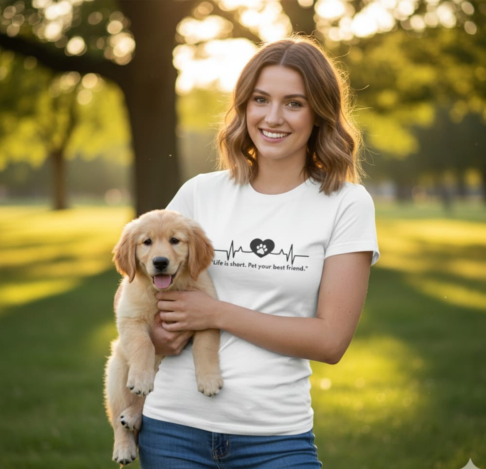Heartfelt Pet Lover's Tee - Life is Short, Pet Your Best Friend, Cute Animal Shirt, Gifts for Pet Owners, Animal Lovers, Casual Wear