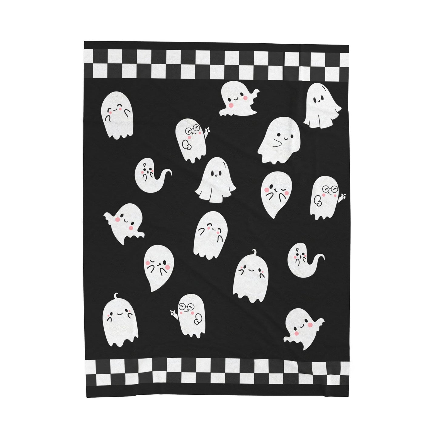 Cute Ghosts Velveteen Plush Blanket, Cozy Throw for Halloween, Soft Blanket for Kids, Spooky Home Decor, Fun Gift Idea