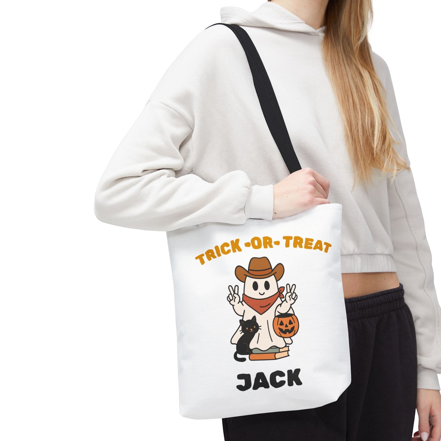 Halloween Tote Bag, Trick or Treat Bag, Funny Pumpkin Bag, Cute Halloween Accessory, Gift for Kids & Adults