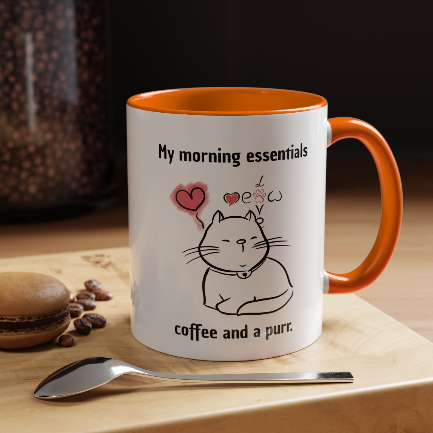 Cute Cat Lover Coffee Mug - My Morning Essentials - Gift for Cat Owners, Animal Lovers, Cozy Mornings, Mother's Day, Birthdays