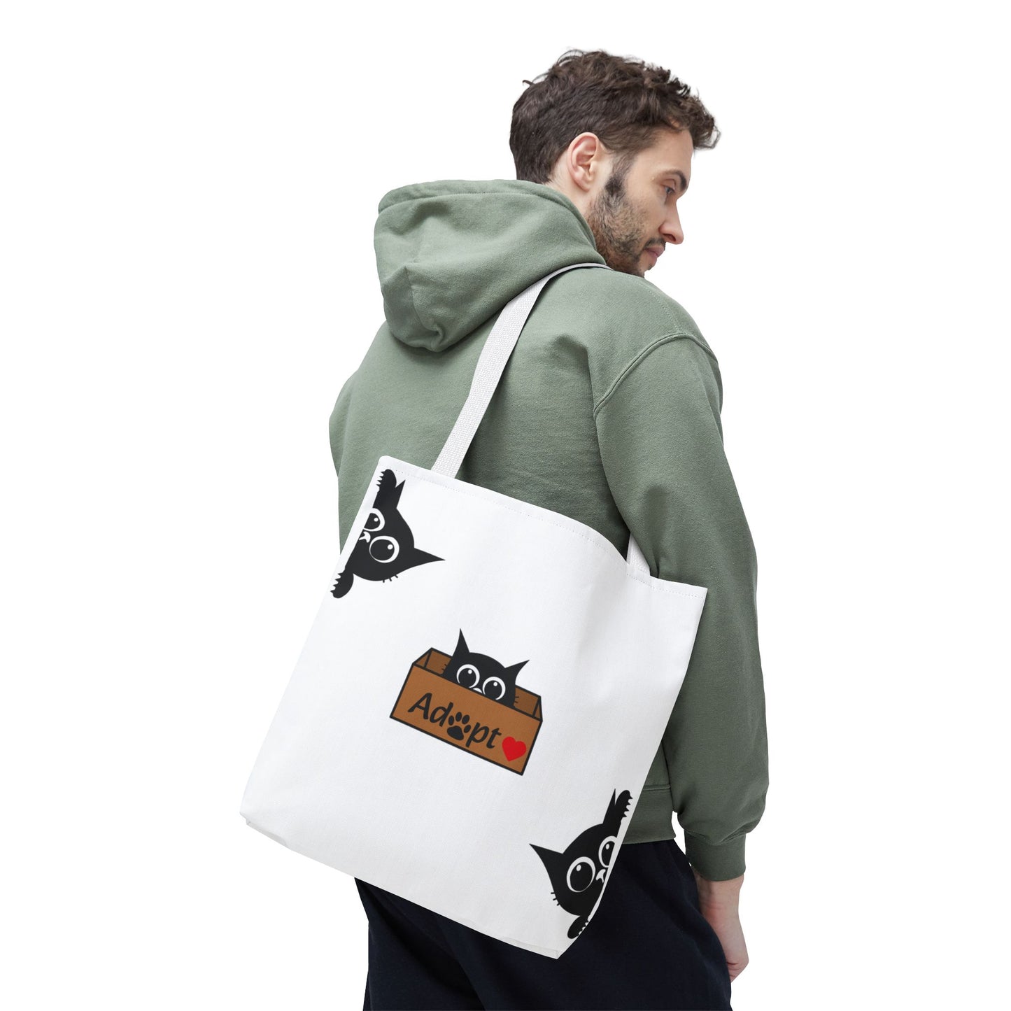 Adopt a Cat Tote Bag | Black Cat Lover Gift, Eco-Friendly Bag, Pet Adoption Awareness, Funny Cat Tote, Animal Rescue Decor