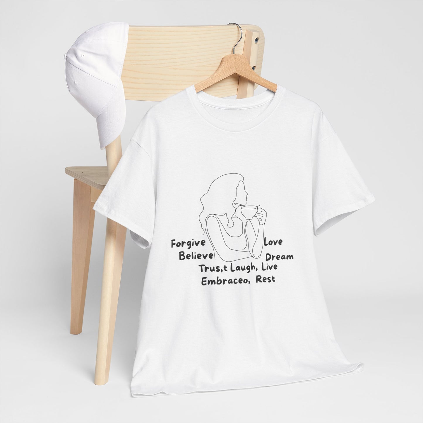 Inspirational Quote Tee - Forgive, Believe, Love, Dream - Unisex Cotton T-Shirt for Motivational Gifts, Self-Care, Mindfulness, Casual Wear