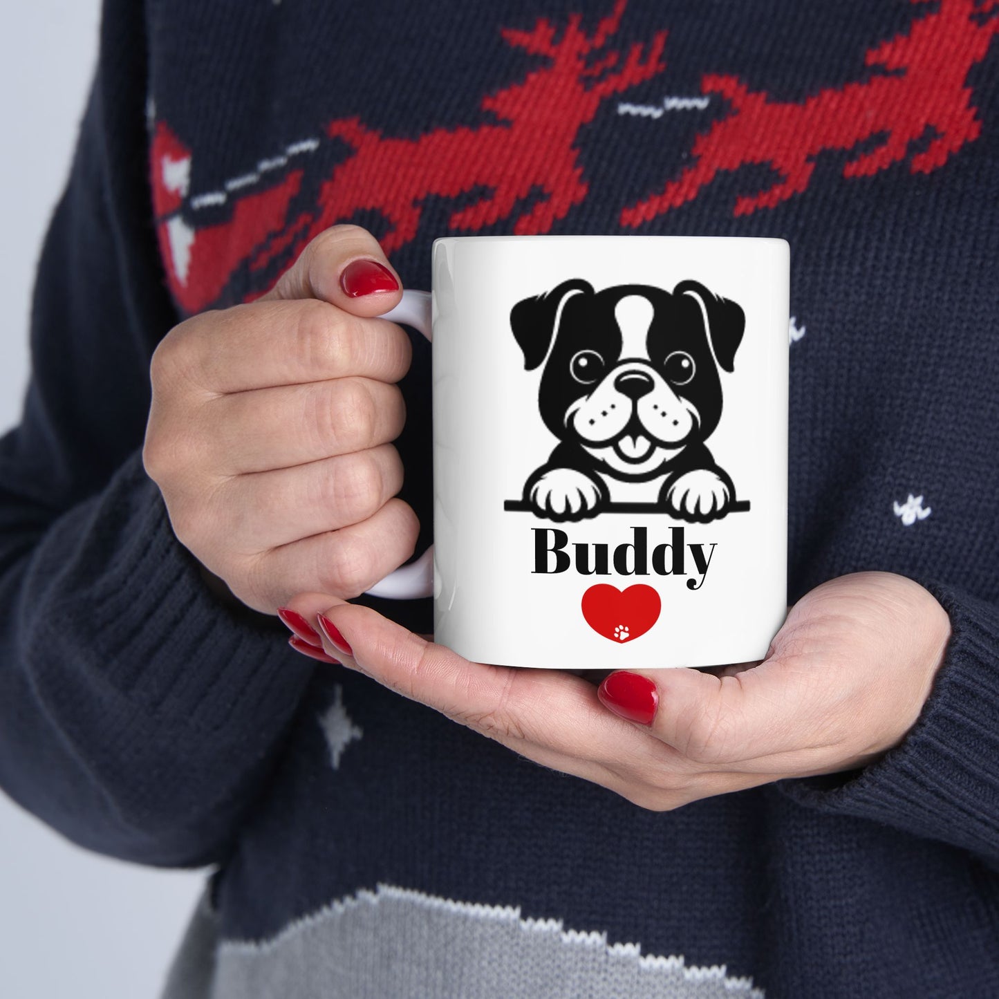 Dog Lover's Ceramic Mug, Cute Puppy Coffee Cup, Pet Owner Gift, Paw Print Design, Ideal for Birthdays, Holidays, and Home Decor