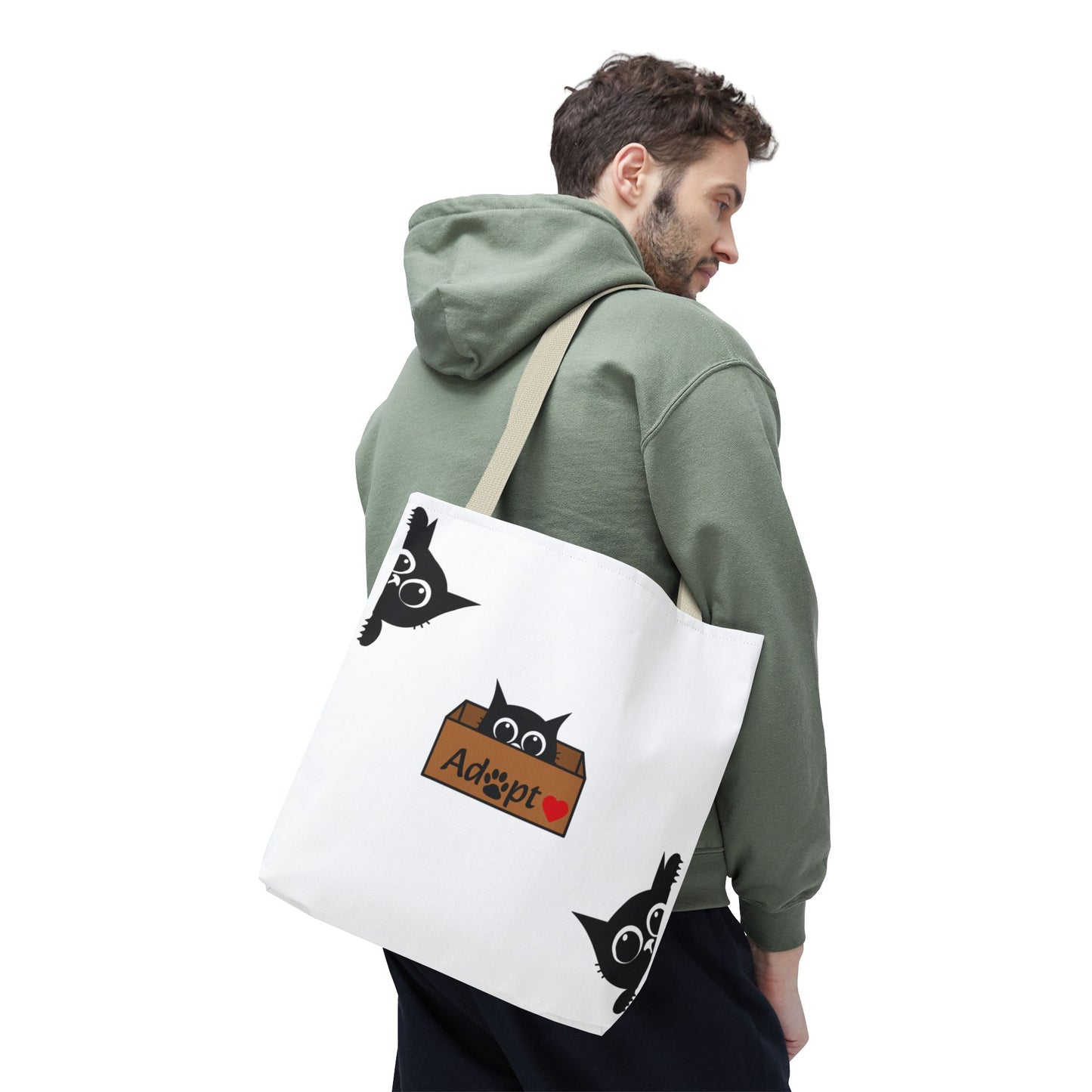 Adopt a Cat Tote Bag | Black Cat Lover Gift, Eco-Friendly Bag, Pet Adoption Awareness, Funny Cat Tote, Animal Rescue Decor