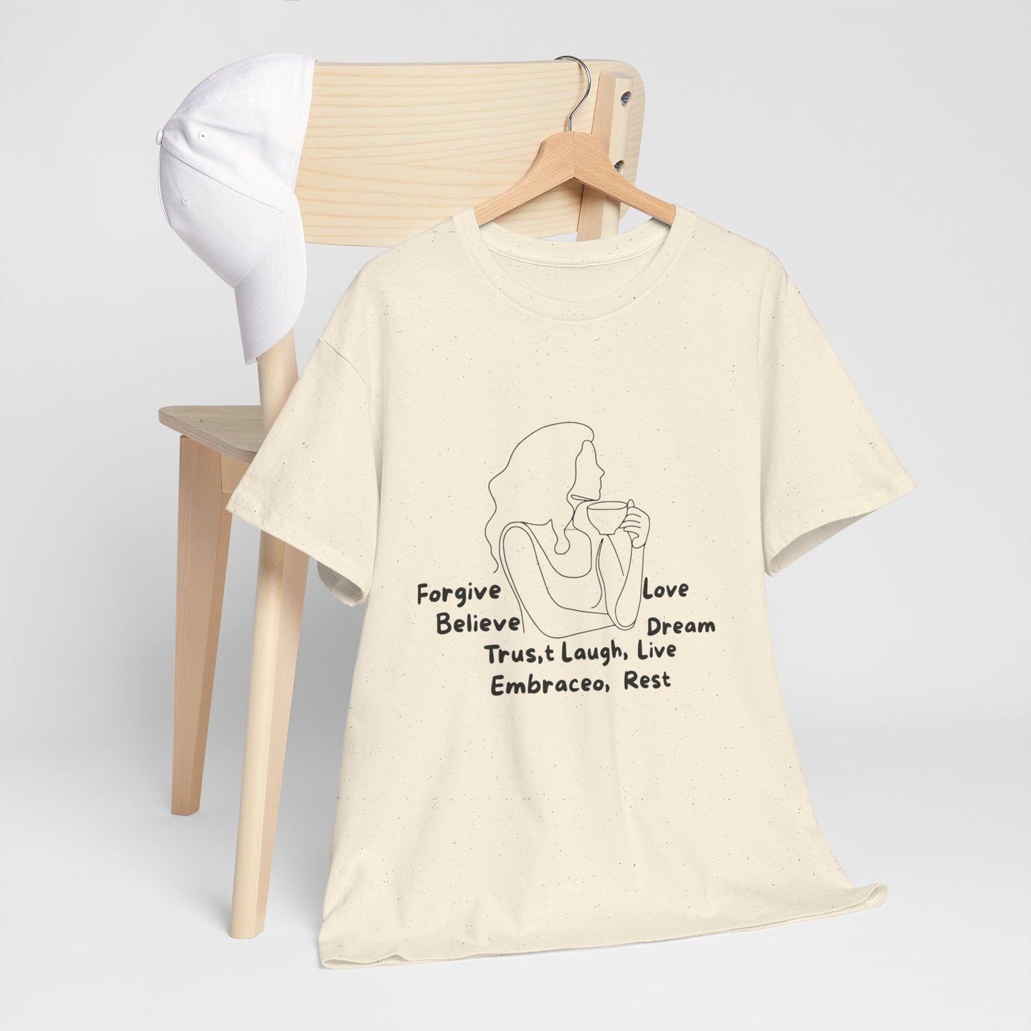 Inspirational Quote Tee - Forgive, Believe, Love, Dream - Unisex Cotton T-Shirt for Motivational Gifts, Self-Care, Mindfulness, Casual Wear