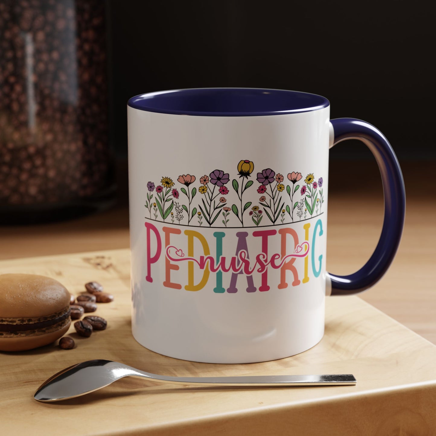 Pediatric Nurse Accent Coffee Mug - Floral Design, Gift for Nurses, Coffee Lovers, Medical Professionals, Cute Coffee Cup