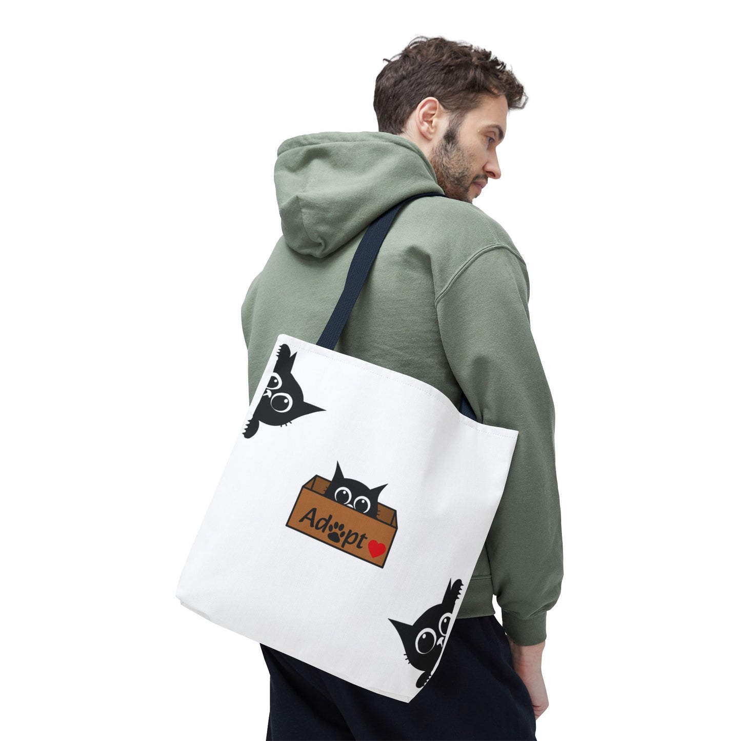 Adopt a Cat Tote Bag | Black Cat Lover Gift, Eco-Friendly Bag, Pet Adoption Awareness, Funny Cat Tote, Animal Rescue Decor