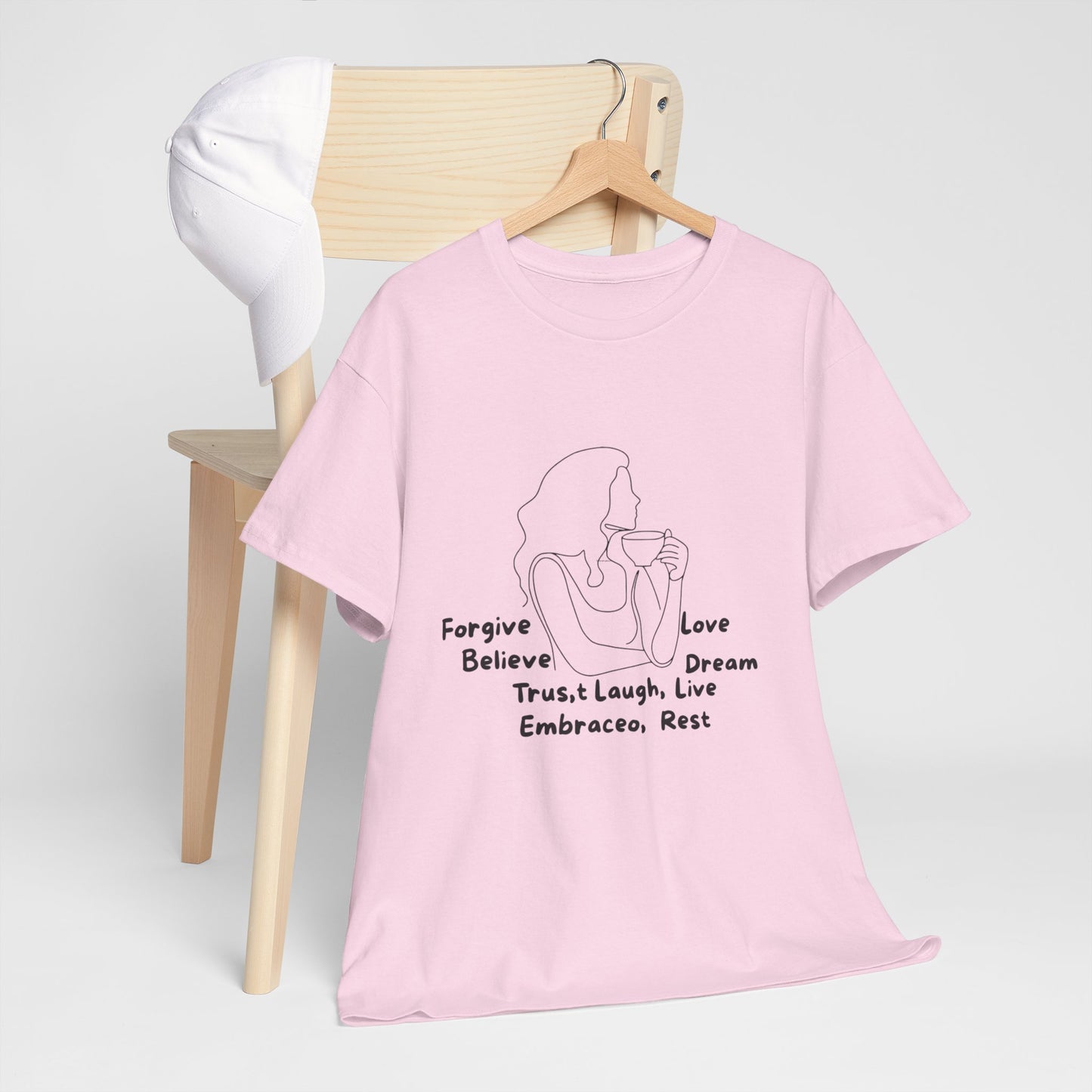 Inspirational Quote Tee - Forgive, Believe, Love, Dream - Unisex Cotton T-Shirt for Motivational Gifts, Self-Care, Mindfulness, Casual Wear