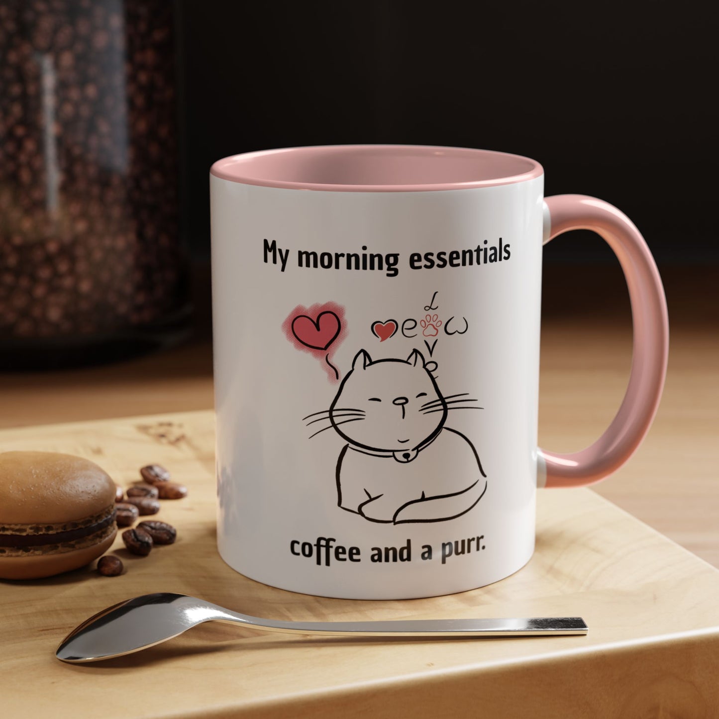 Cute Cat Lover Coffee Mug - My Morning Essentials - Gift for Cat Owners, Animal Lovers, Cozy Mornings, Mother's Day, Birthdays