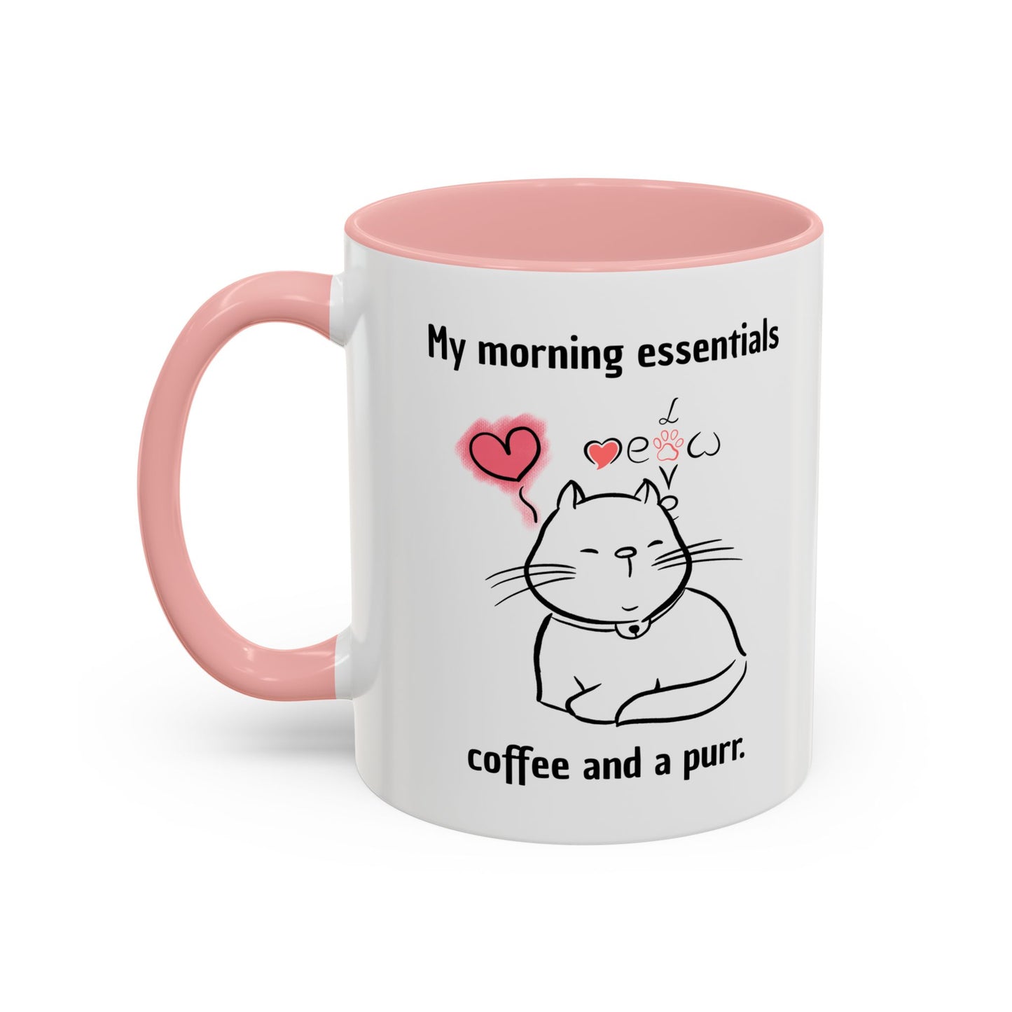 Cute Cat Lover Coffee Mug - My Morning Essentials - Gift for Cat Owners, Animal Lovers, Cozy Mornings, Mother's Day, Birthdays