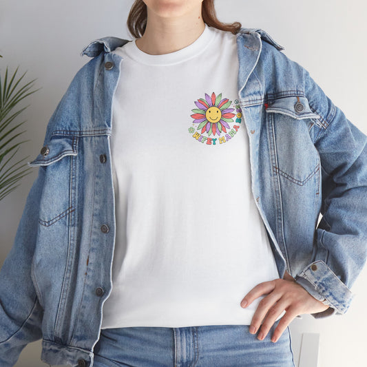 Colorful Daisy Graphic Tee for Everyday Wear, Casual Summer Shirt, Gift for Friends, Fun Style, Unisex Heavy Cotton Tee