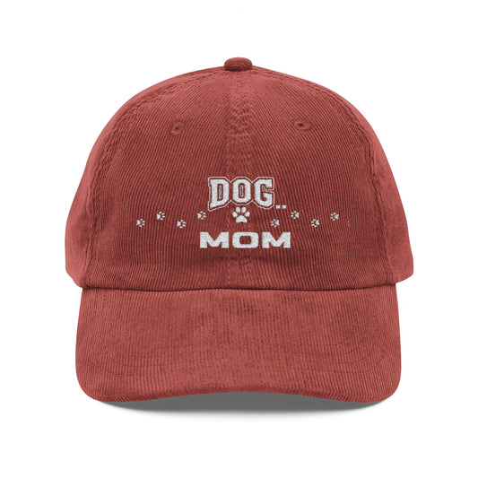 Vintage Dog Mom Cap, Cute Embroidered Baseball Hat, Gift for Dog Owners, Stylish Corduroy Hat, Pet Lover Accessory