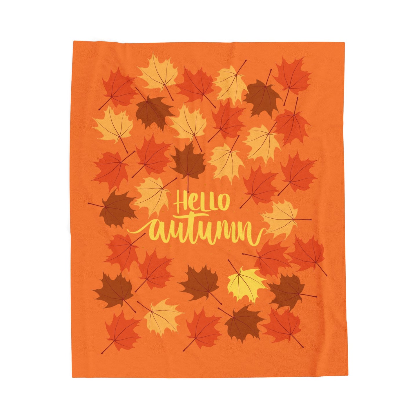 Autumn Hello Velvet Blanket, Cozy Fall Throw, Plush Bed Cover, Seasonal Home Decor, Great for Thanksgiving
