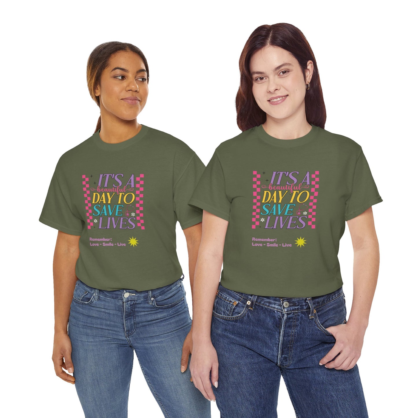 Stylish Reminder Tee: It's A Day To Save Lives, Unisex Heavy Cotton Tee for Awareness, Casual Wear, Gift for Friends, Unique Statement [...]