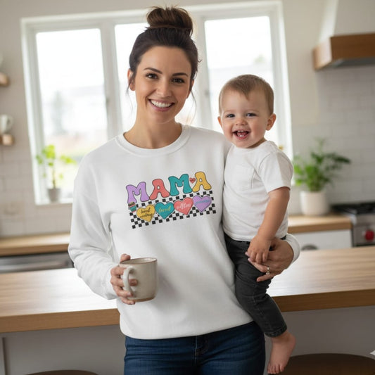 Colorful 'MAMA' Crewneck Sweatshirt, Cozy Gift for Moms, Mother's Day Apparel, Everyday Comfort Wear, Family Vibes