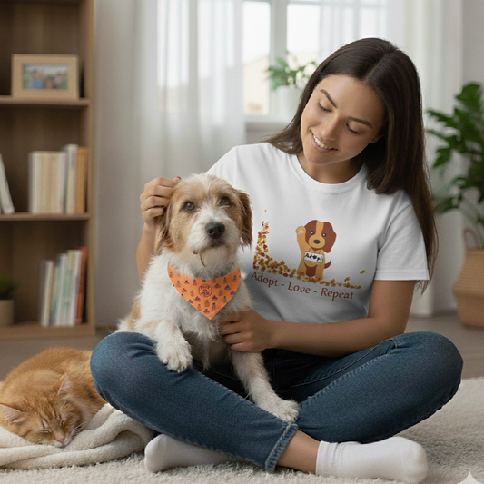 Adopt Love Repeat Tee - Perfect for Dog Lovers, Animal Rescue Support, Casual Wear, Gift for Pet Owners, Animal Welfare Awareness