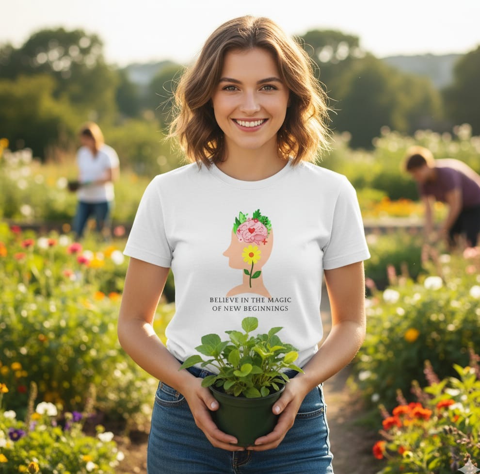 Inspirational Floral Women's Tee - Positive Affirmation, Motivational Top, Gift for Her, New Beginnings T-Shirt, Relaxed Fit Shirt