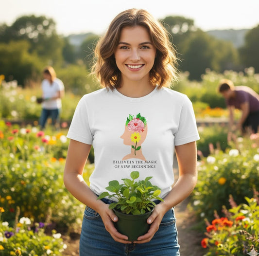 Inspirational Floral Women's Tee - Positive Affirmation, Motivational Top, Gift for Her, New Beginnings T-Shirt, Relaxed Fit Shirt