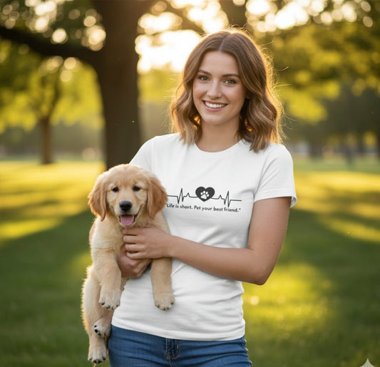 Heartfelt Pet Lover's Tee - Life is Short, Pet Your Best Friend, Cute Animal Shirt, Gifts for Pet Owners, Animal Lovers, Casual Wear