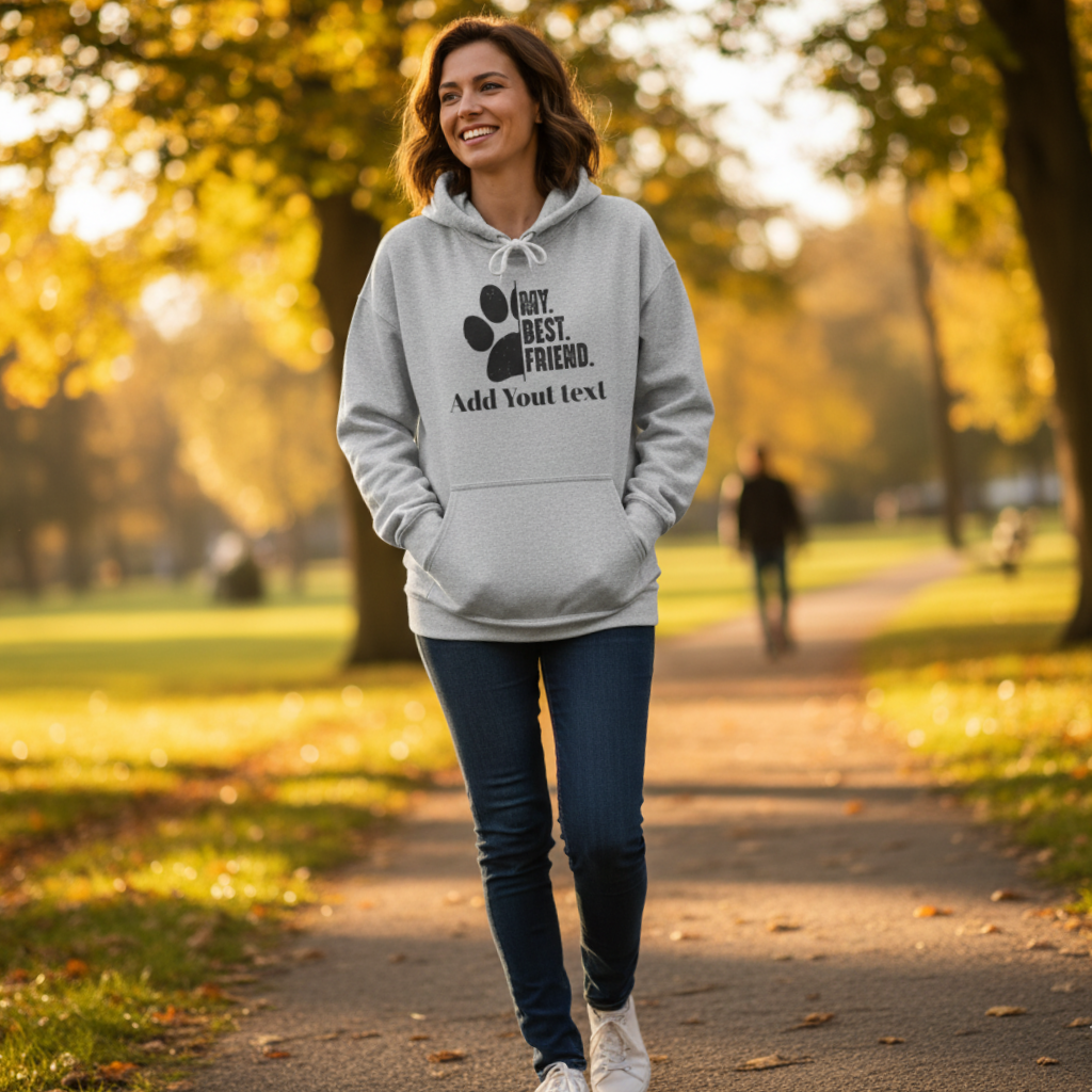 Custom Pet Lover Hoodie - Personalized Dog Owner Sweatshirt - Cozy Paw Print Hoodie for Dog Moms & Dads