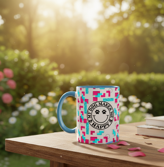 My Dog Makes Me Happy Coffee Mug | Cute Pet Lover Gift | Fun Accent Mug for Dog Owners | Colorful Dog-Themed Drinkware | 11oz, 15oz