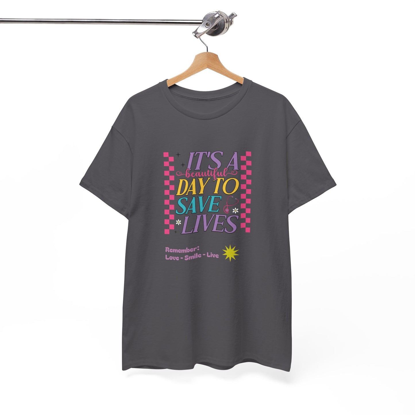 Stylish Reminder Tee: It's A Day To Save Lives, Unisex Heavy Cotton Tee for Awareness, Casual Wear, Gift for Friends, Unique Statement [...]