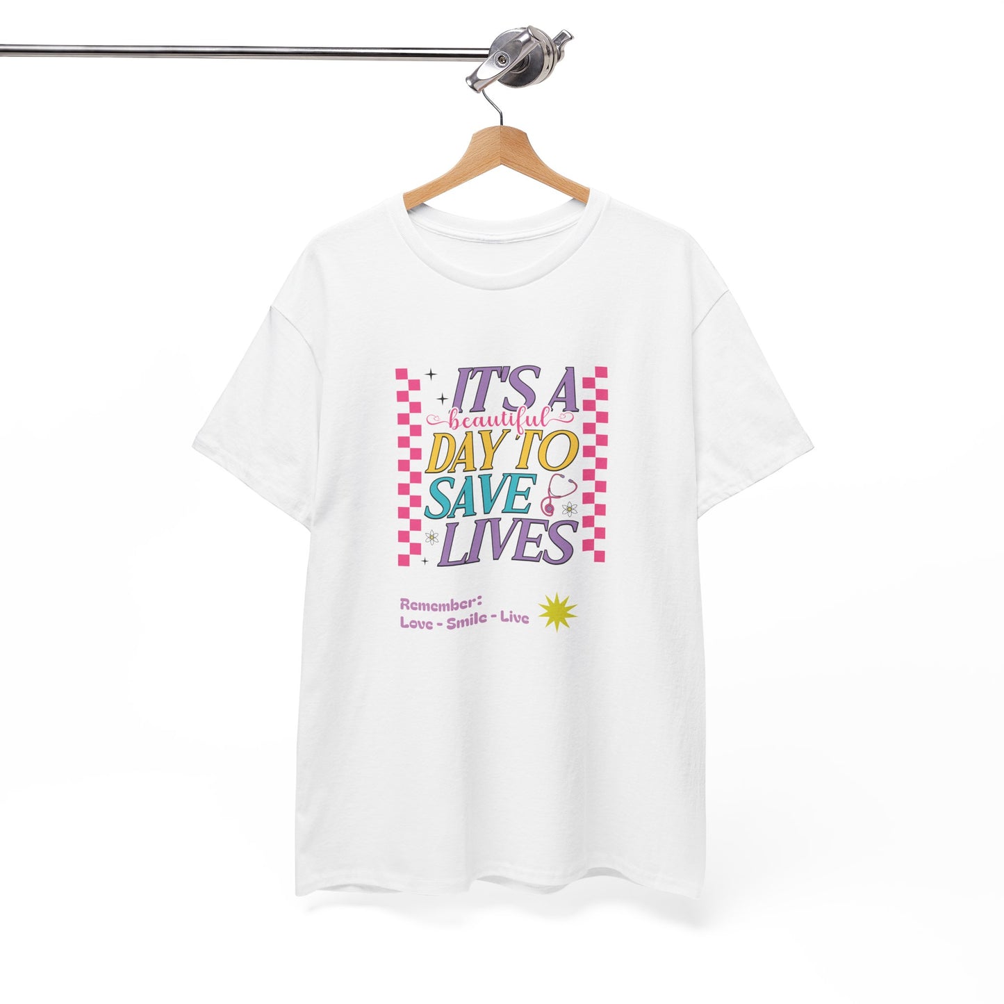Stylish Reminder Tee: It's A Day To Save Lives, Unisex Heavy Cotton Tee for Awareness, Casual Wear, Gift for Friends, Unique Statement [...]