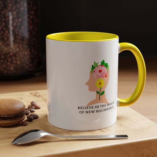 Inspirational Accent Coffee Mug - Believe in the Magic of New Beginnings, Motivational Cup, Gift for Dreamers, Housewarming Mug, [...]