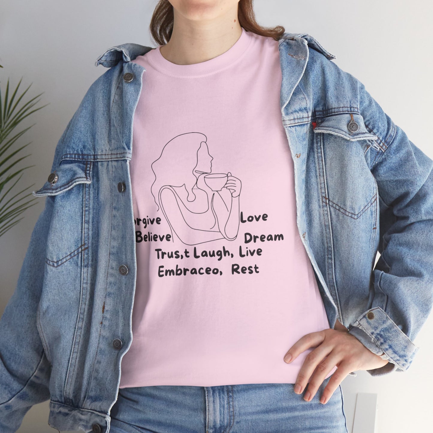 Inspirational Quote Tee - Forgive, Believe, Love, Dream - Unisex Cotton T-Shirt for Motivational Gifts, Self-Care, Mindfulness, Casual Wear