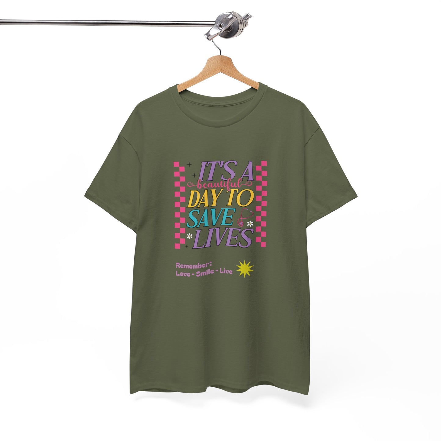 Stylish Reminder Tee: It's A Day To Save Lives, Unisex Heavy Cotton Tee for Awareness, Casual Wear, Gift for Friends, Unique Statement [...]
