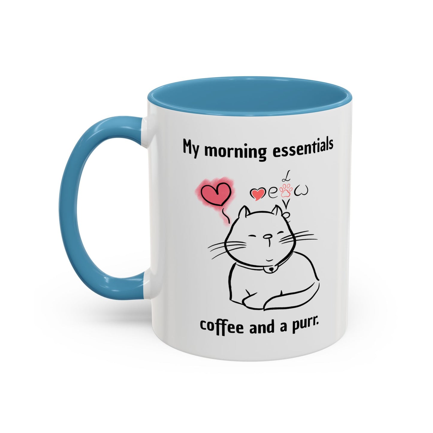 Cute Cat Lover Coffee Mug - My Morning Essentials - Gift for Cat Owners, Animal Lovers, Cozy Mornings, Mother's Day, Birthdays